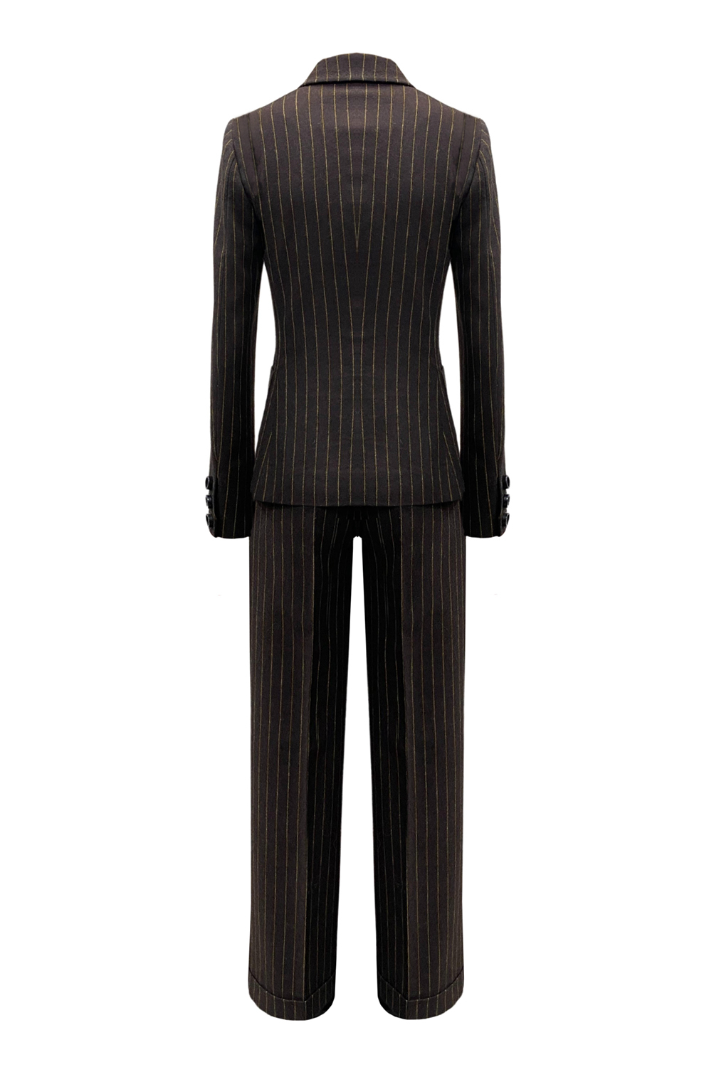 Moschino Brown Wool Striped Suit