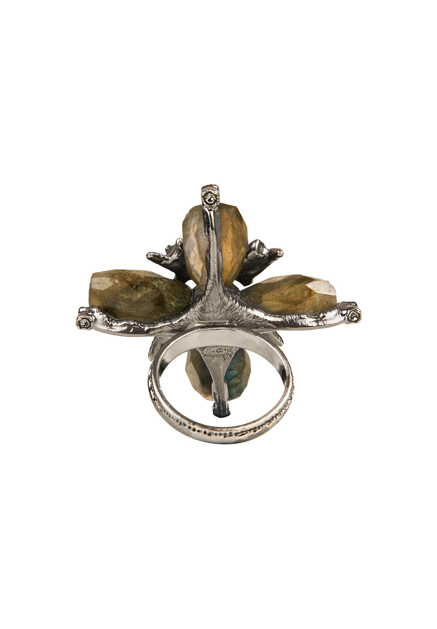 Chanel Silver-tone Ring With Large Crystals