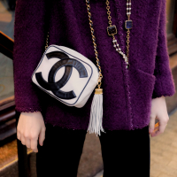 Chanel Black And White Logo Bag 