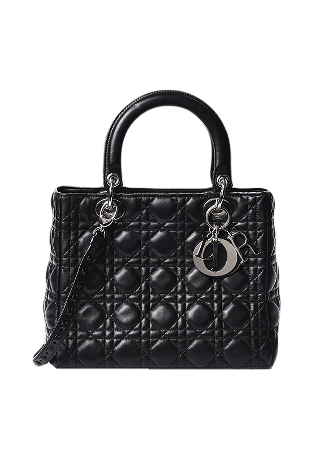 Lady Dior Black Lambskin Cannage Medium Bag