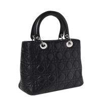 Lady Dior Black Lambskin Cannage Medium Bag