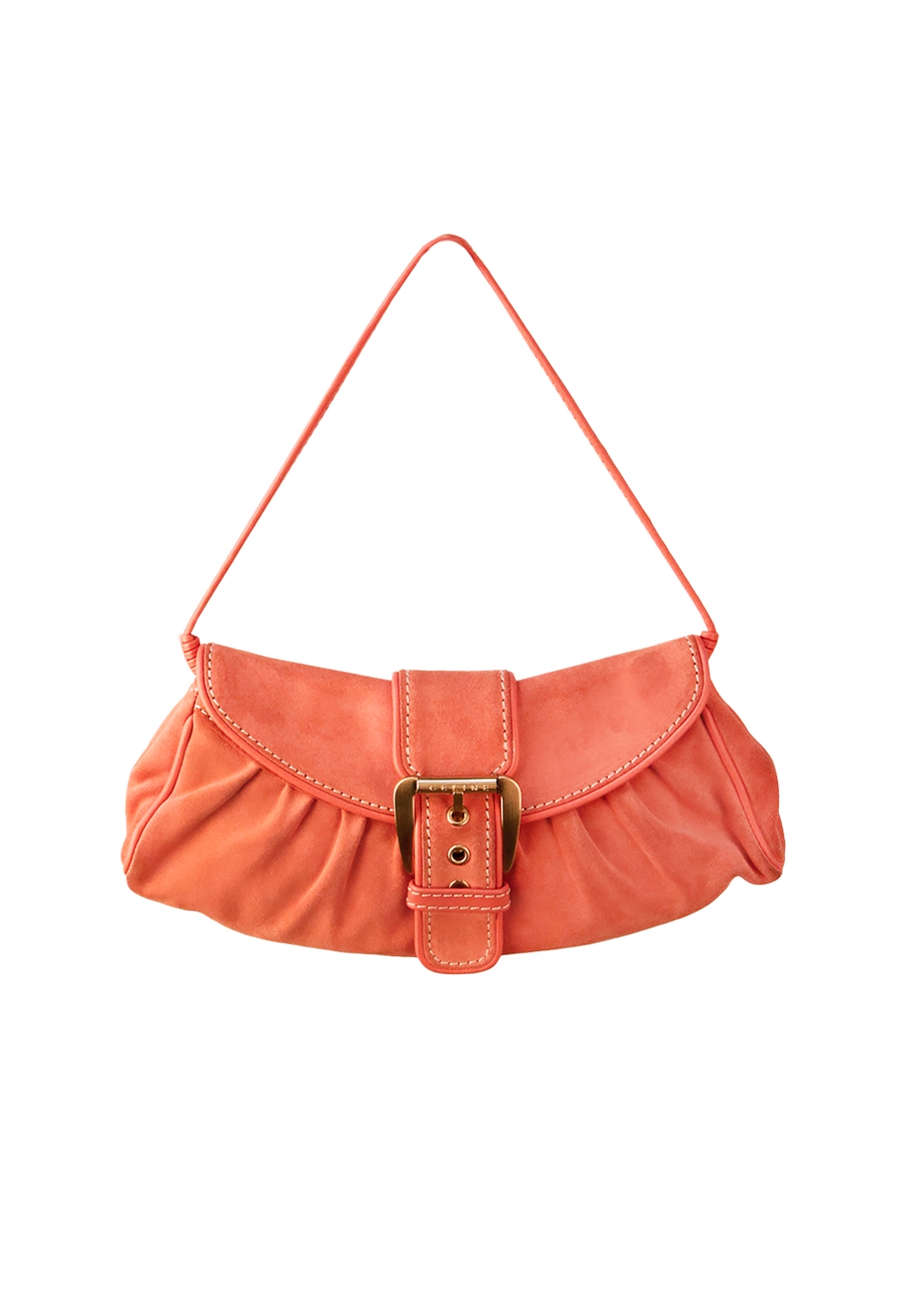 Céline Mini Peach Suede Shoulder Bag