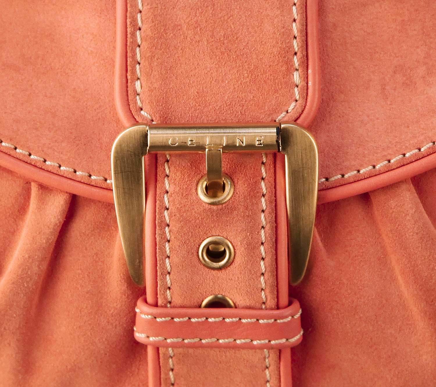 Céline Mini Peach Suede Shoulder Bag