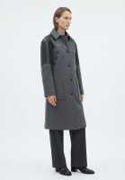 Céline Grey Coat With Leather Inserts