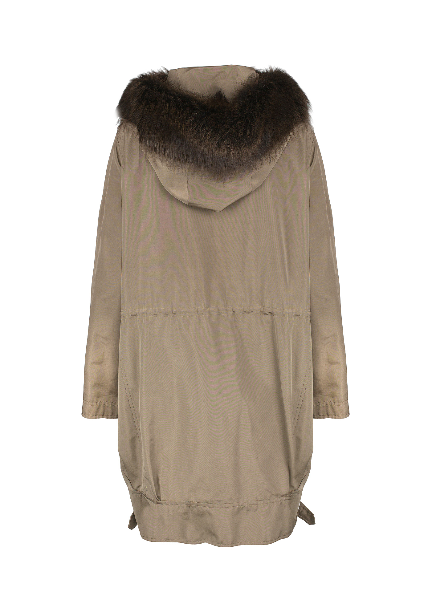Beige Christian Dior Fur Trim Parka