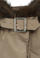 Beige Christian Dior Fur Trim Parka