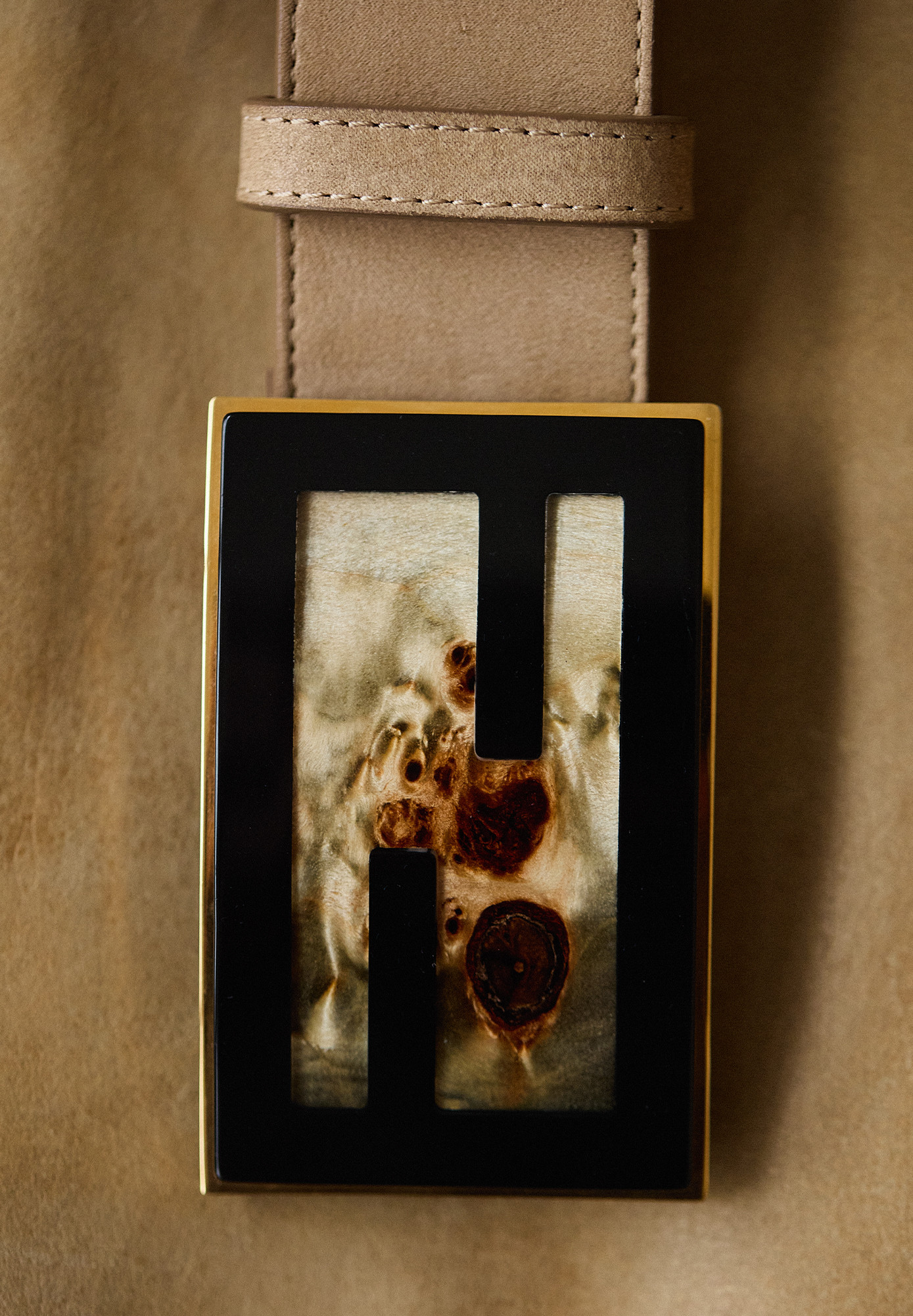 Fendi Beige Belt With Large Buckle