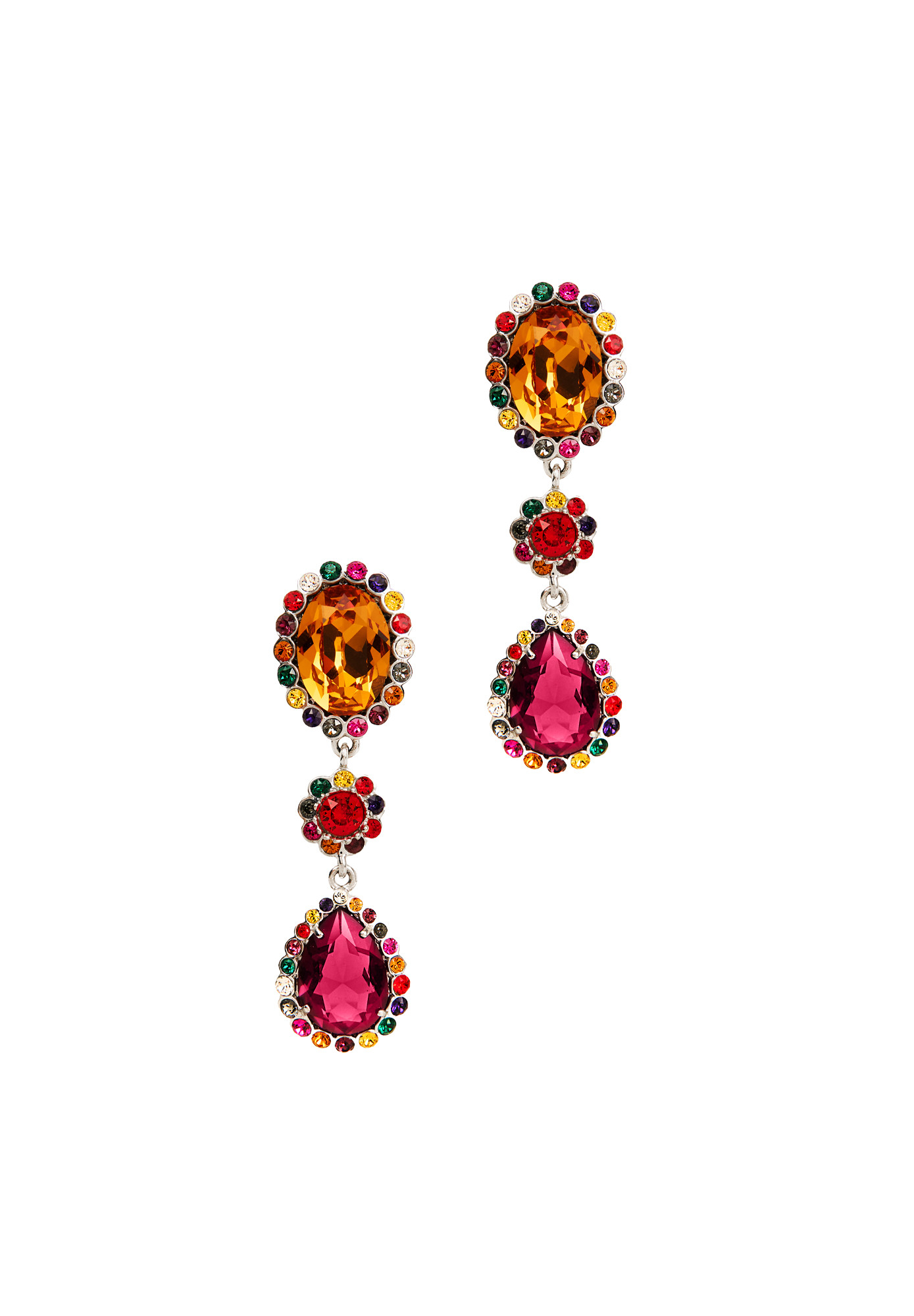 Miu Miu Clip-On Earrings With Multicolored Crystals
