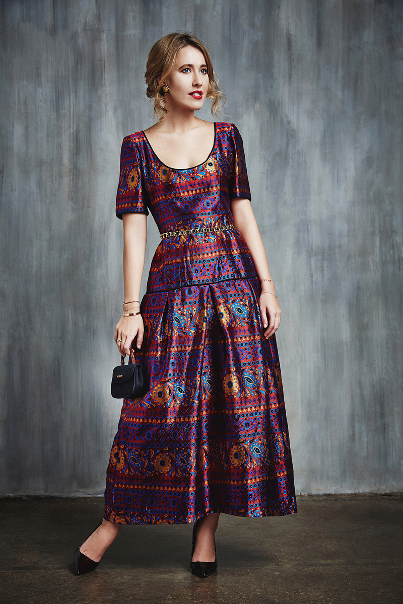 Yves Saint Laurent Printed Brocade Dress