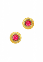 Vintage Clip-on Earrings With Pink Cabochon