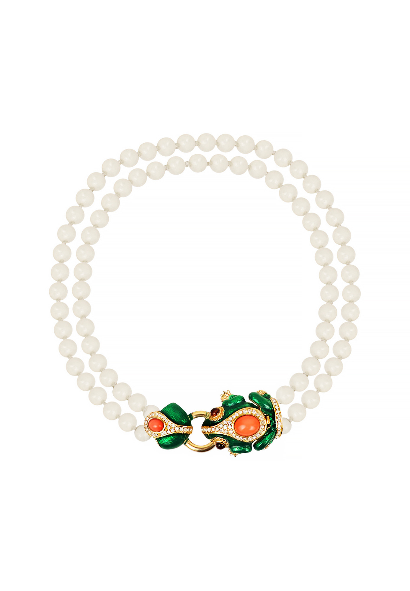 Ciner Necklace With Green Frog And Crystals