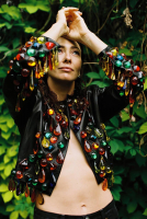 Yves Saint Laurent Leather Crystals Jacket