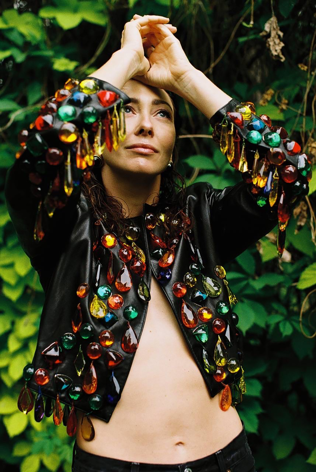 Yves Saint Laurent Leather Crystals Jacket