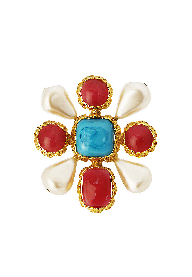 Chanel Pearls And Gripoix Crystals Brooch