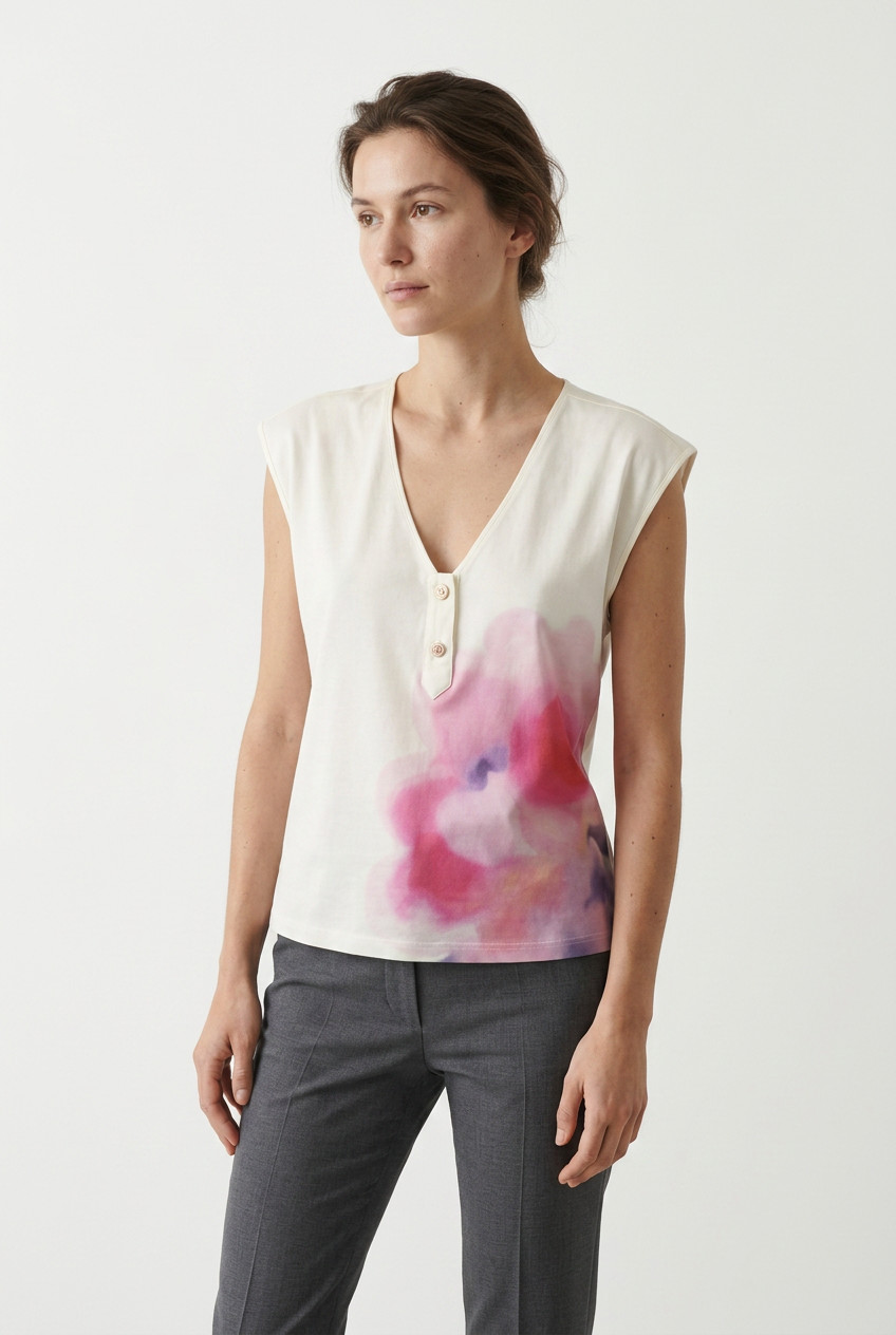 Chanel Top With Pink Print