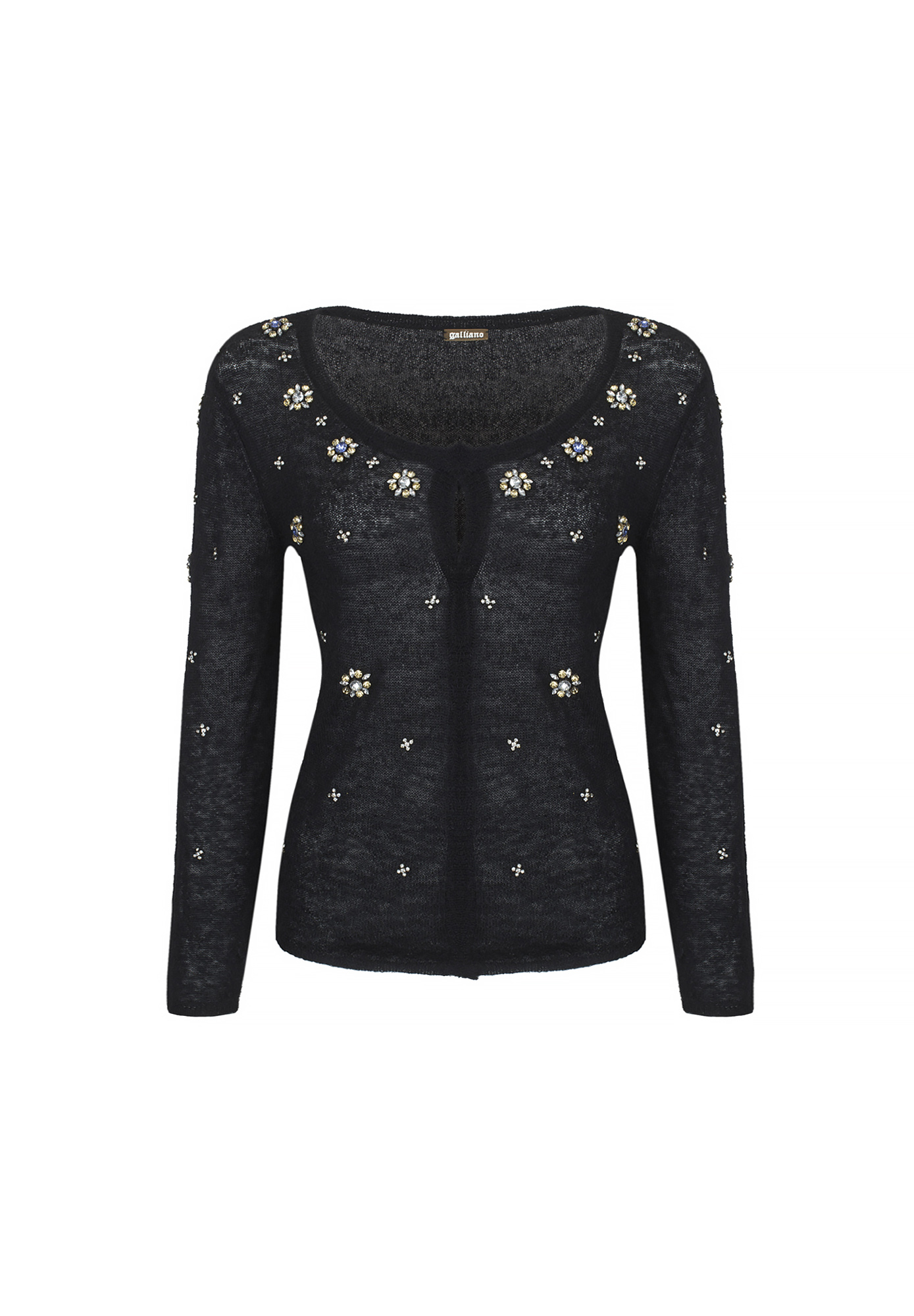 John Galliano Black Cardigan With Crystals