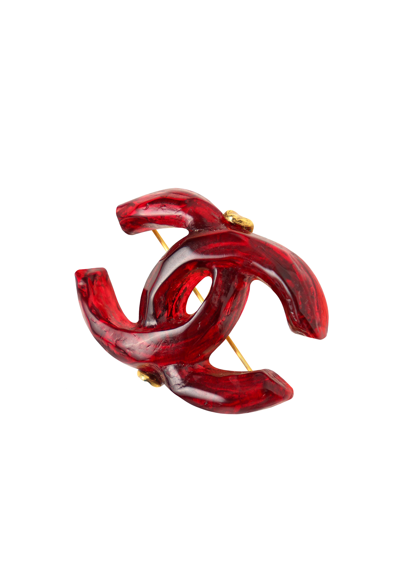 Chanel Burgundy Ice Shaped Brooch