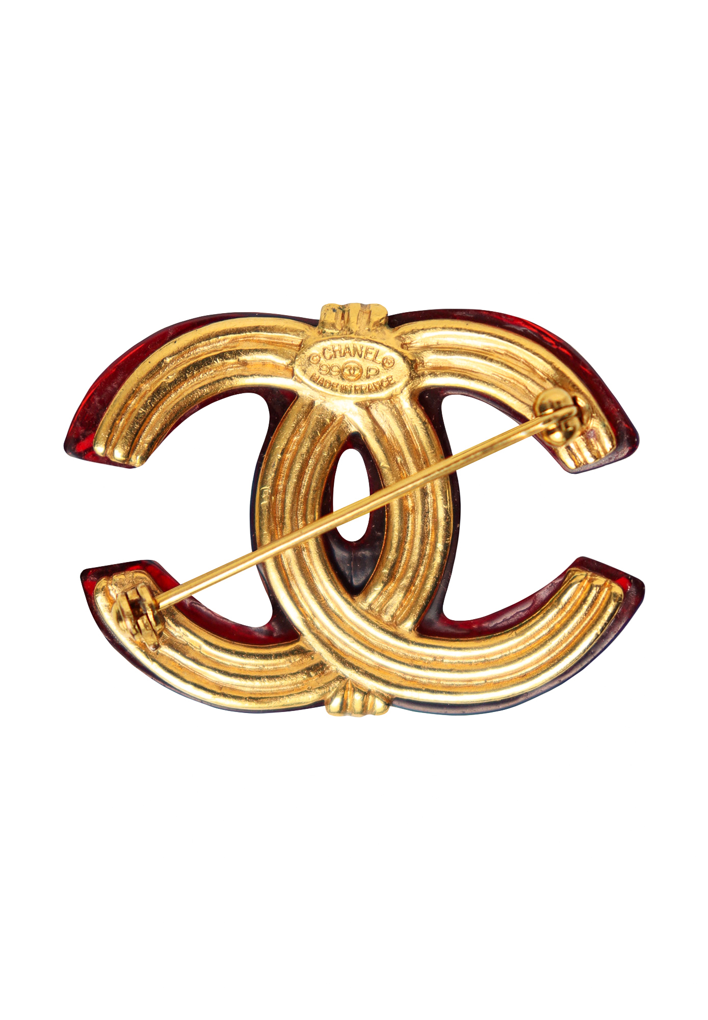 Chanel Burgundy Ice Shaped Brooch