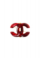 Chanel Burgundy Ice Shaped Brooch