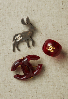 Chanel Burgundy Ice Shaped Brooch