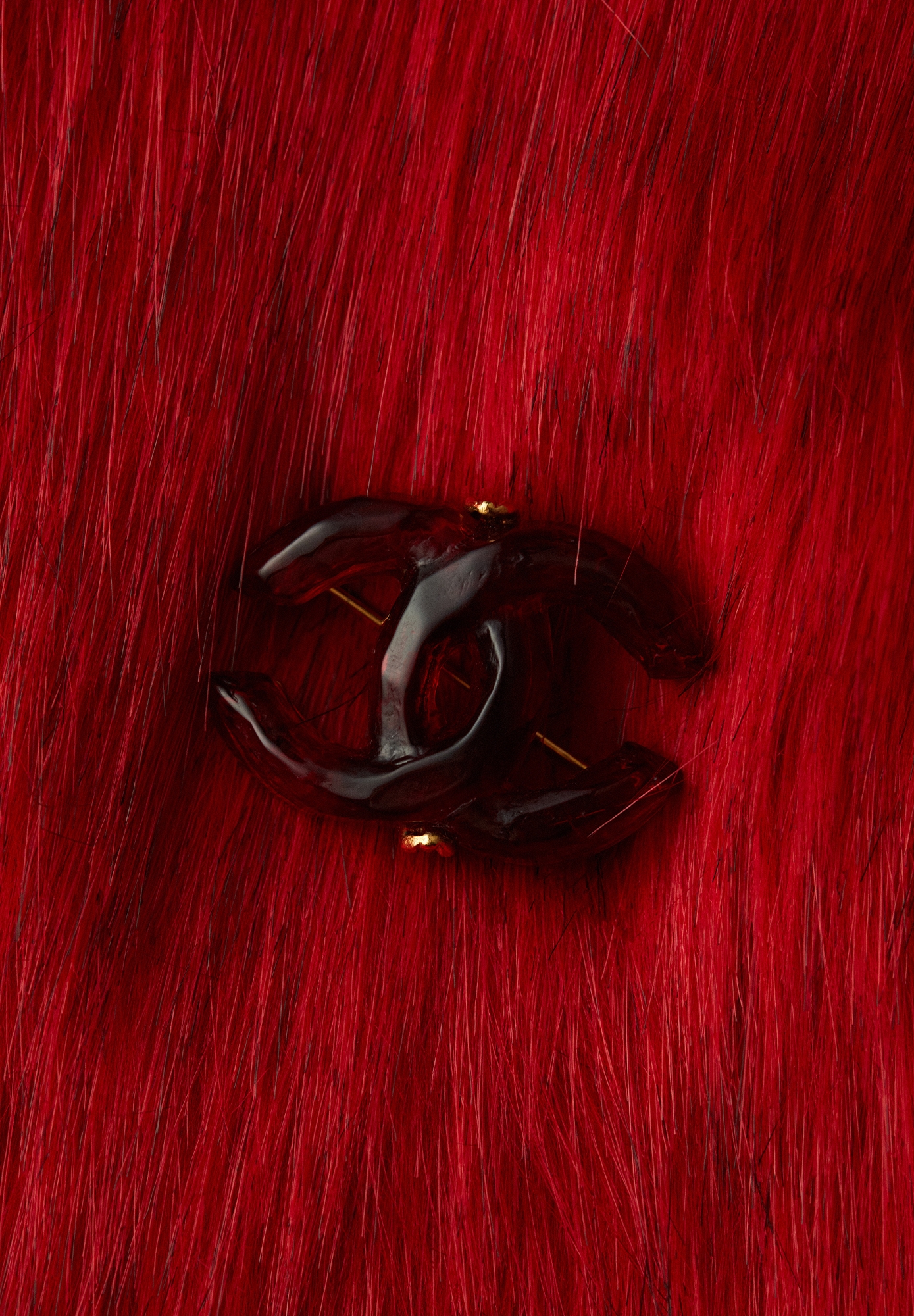 Chanel Burgundy Ice Shaped Brooch
