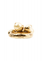 Gold-tone Christian Dior Ring With Pearls