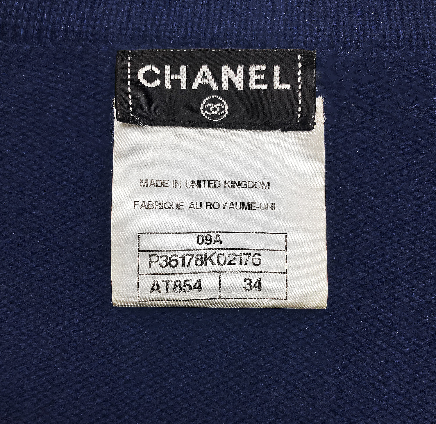 Chanel Navy Cashmere Cardigan