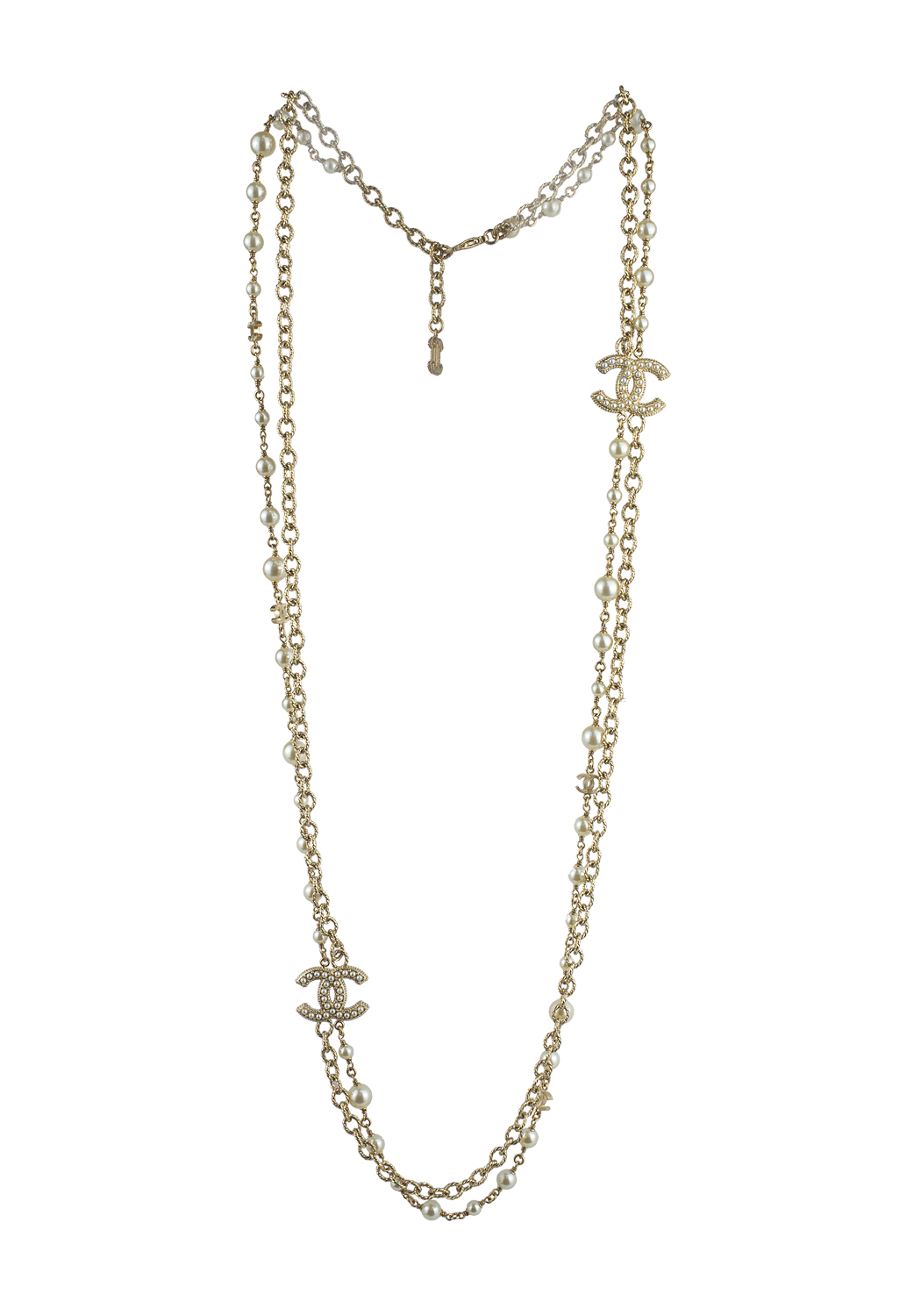 Chanel Pearl Logo Necklace