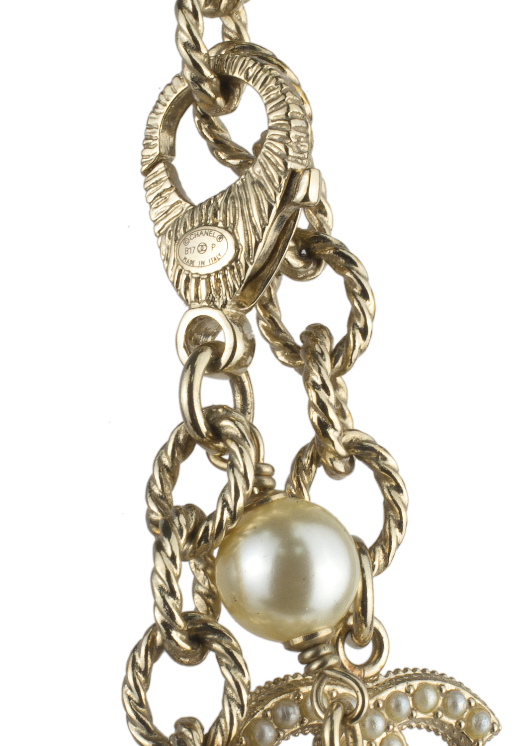 Chanel Pearl Logo Necklace