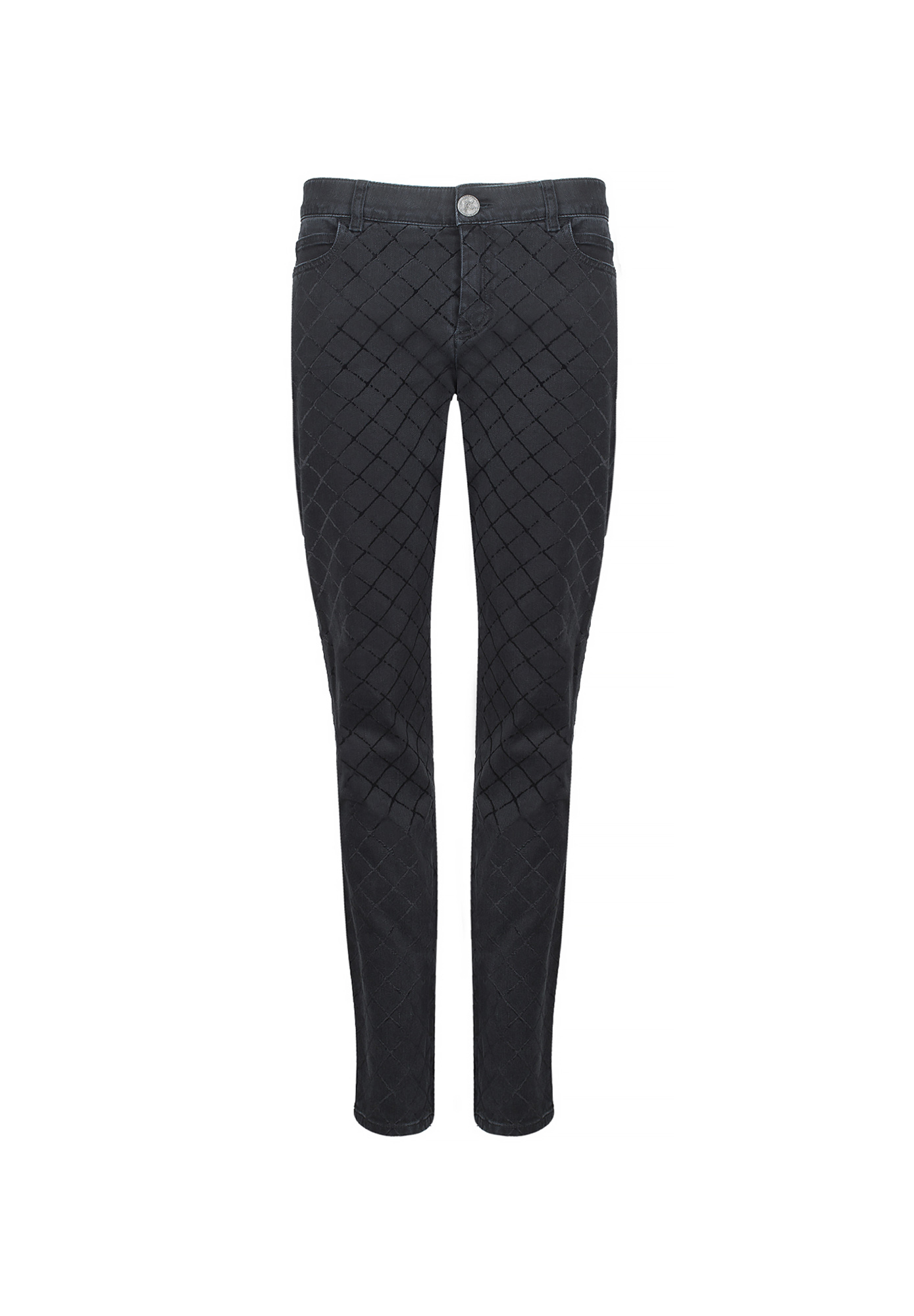Dark Grey Quilted Velvet Chanel Jeans