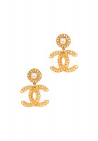 Chanel Earrings with Pearls and Logo