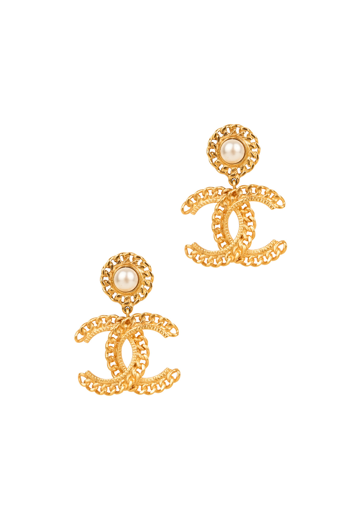 Chanel Earrings with Pearls and Logo