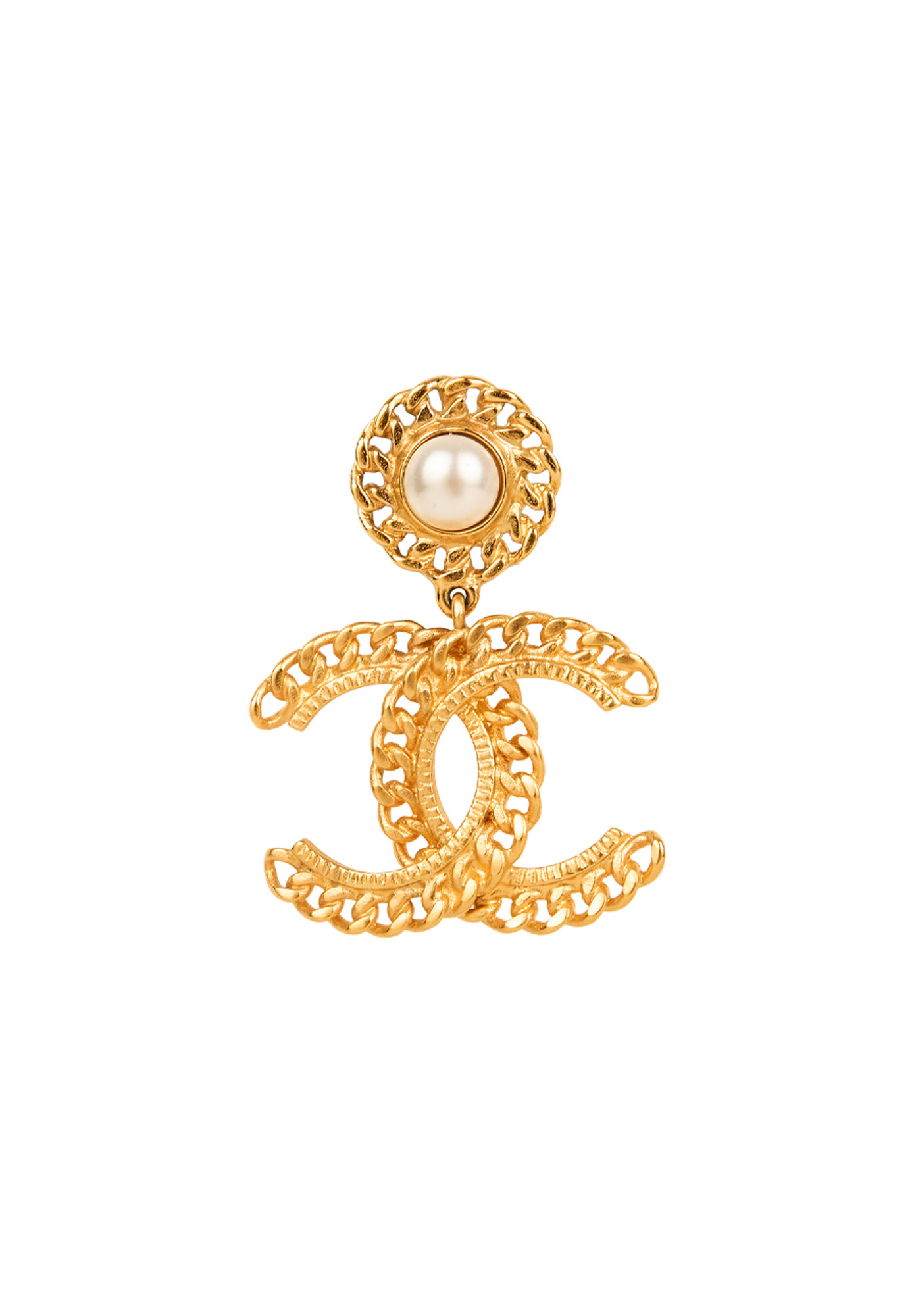 Chanel Earrings with Pearls and Logo