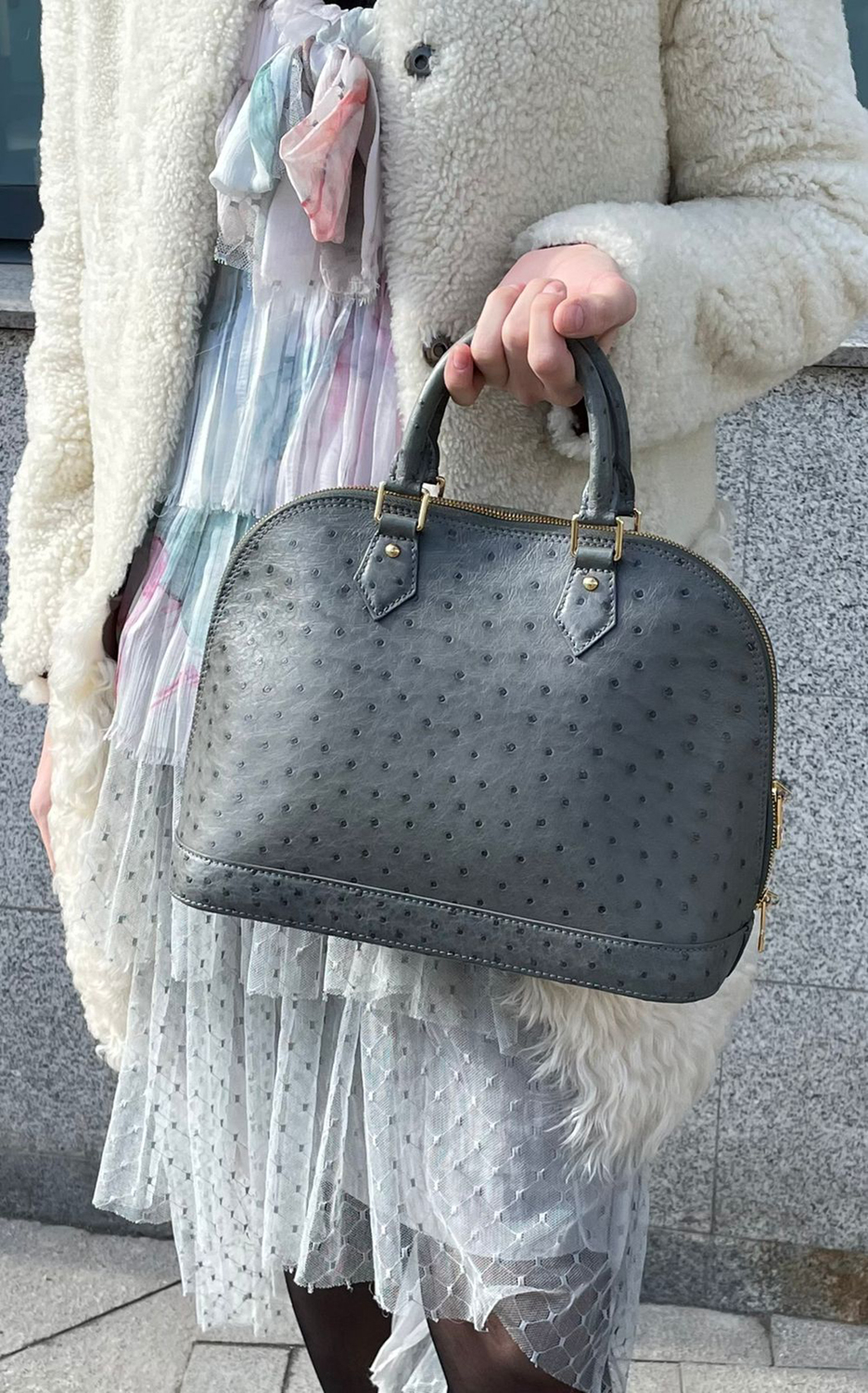 Louis Vuitton Alma PM Green Ostrich Bag