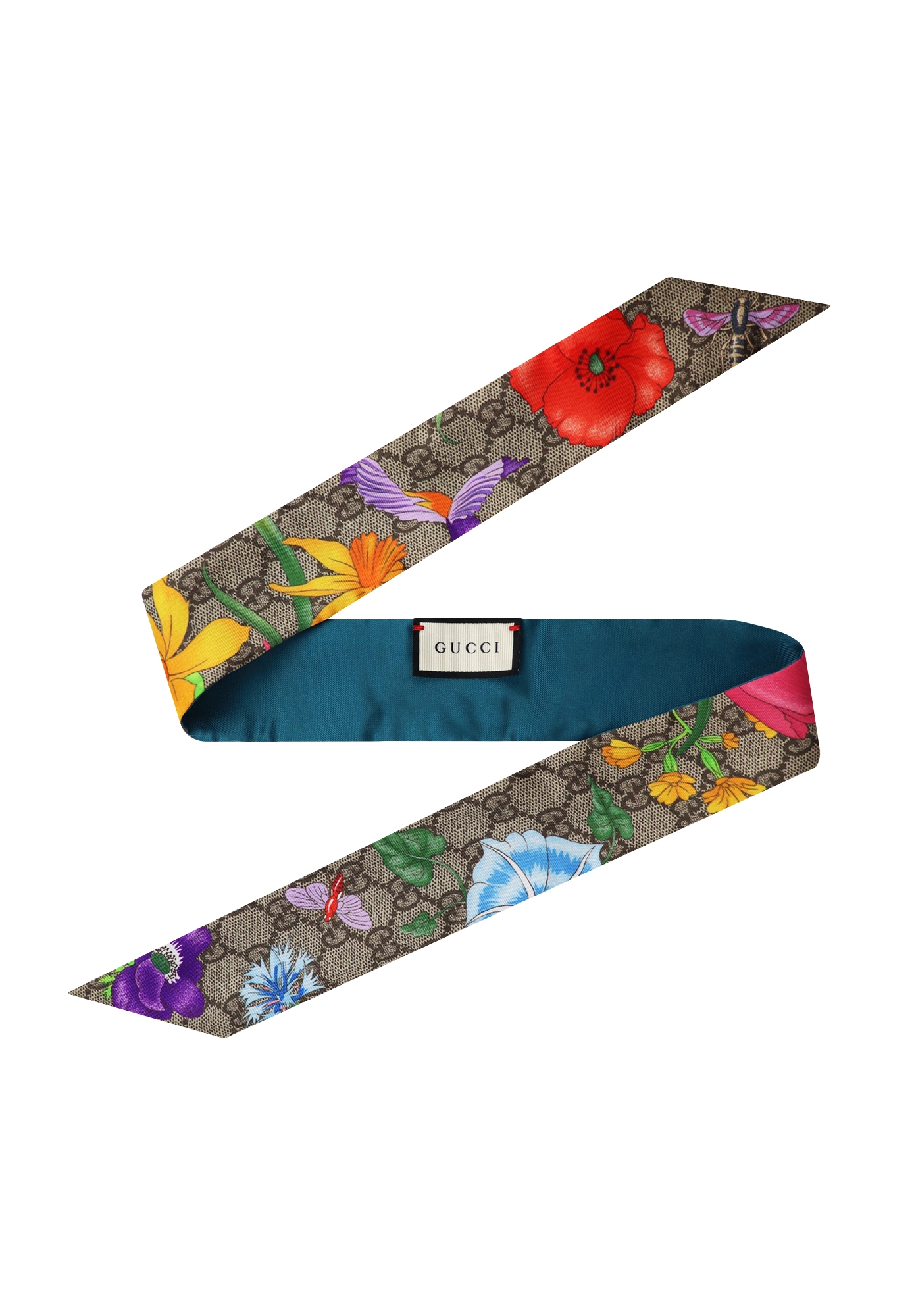 Gucci Silk Bandeau Scarf With Floral Print