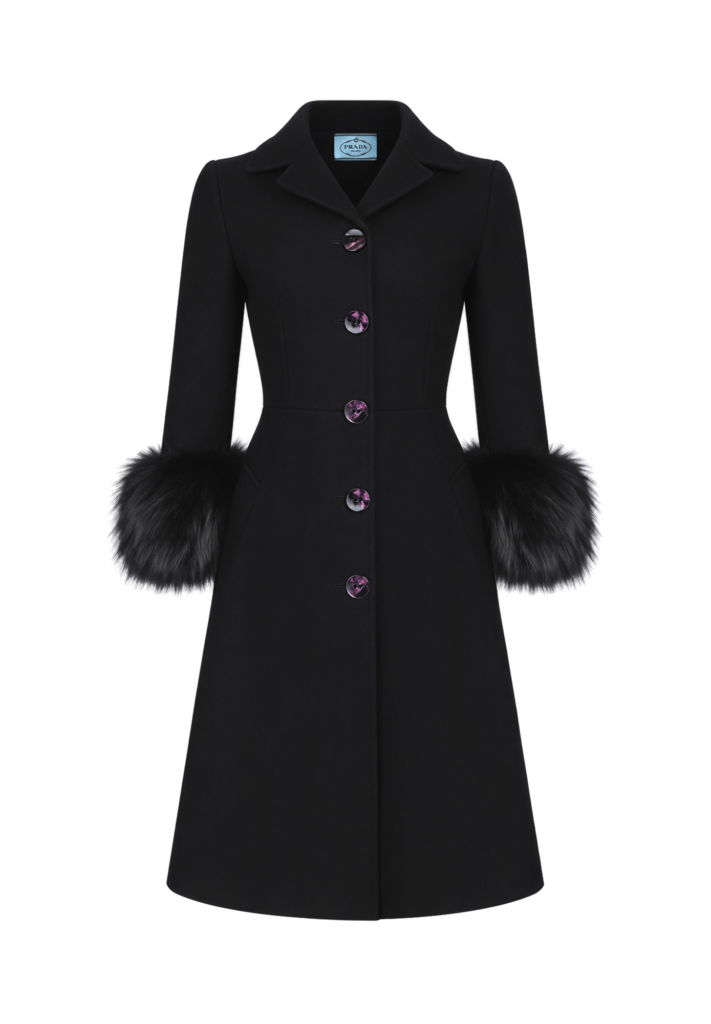 Prada Coat with Fur Cuffs