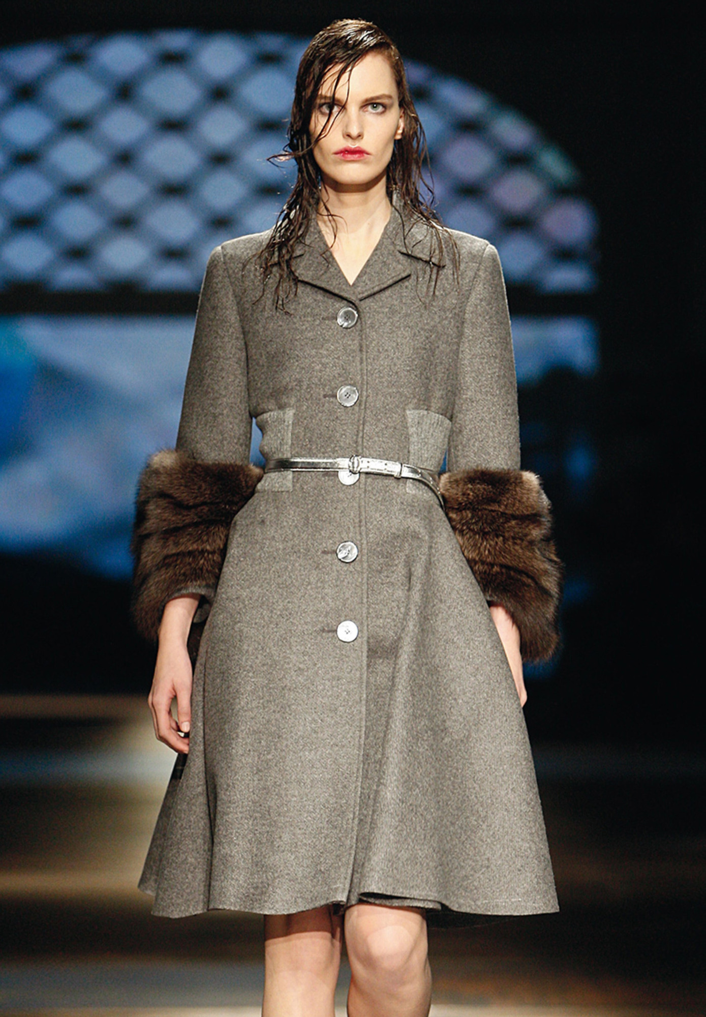 Prada Coat with Fur Cuffs
