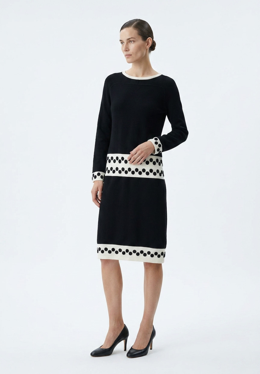 Chanel Black and White Wool Dress