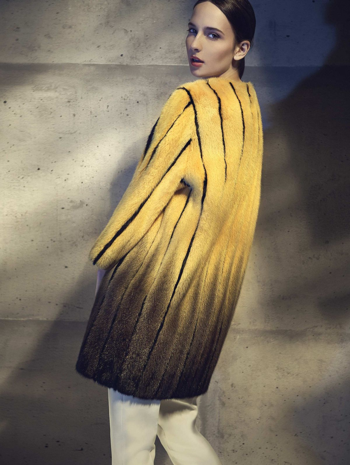 Fendi Yellow Fur Coat