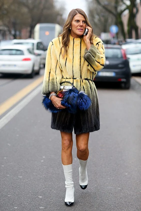 Fendi Yellow Fur Coat