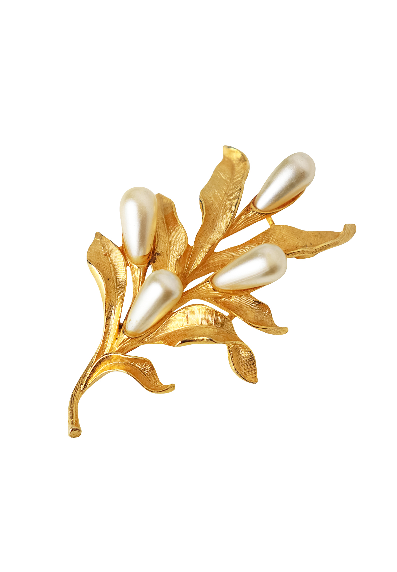 Art Branch Brooch With Pearls