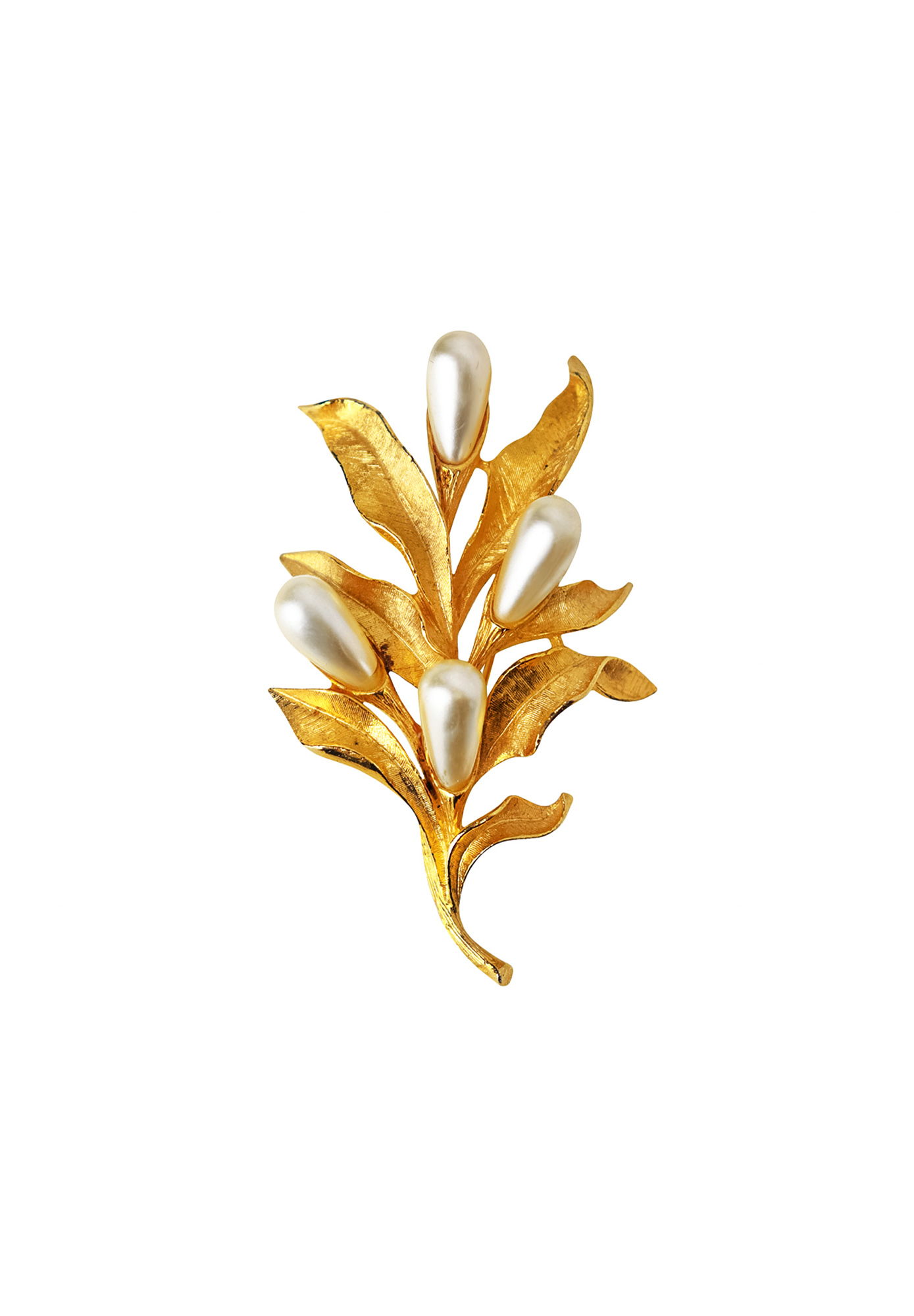 Art Branch Brooch With Pearls