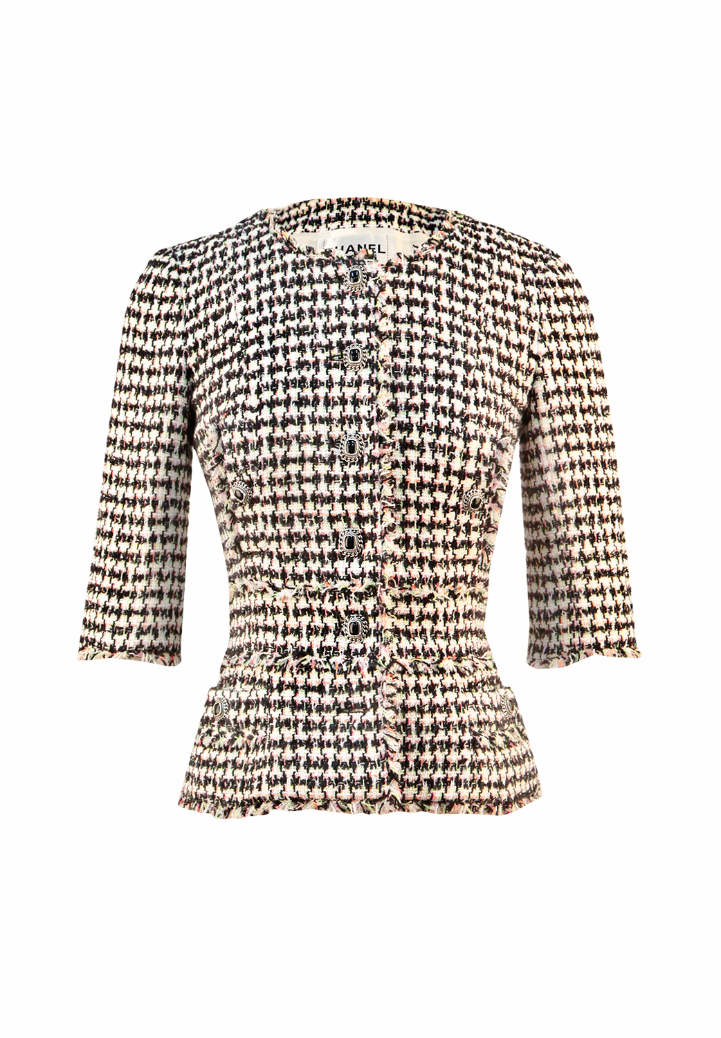 Chanel Houndstooth Black And White Jacket