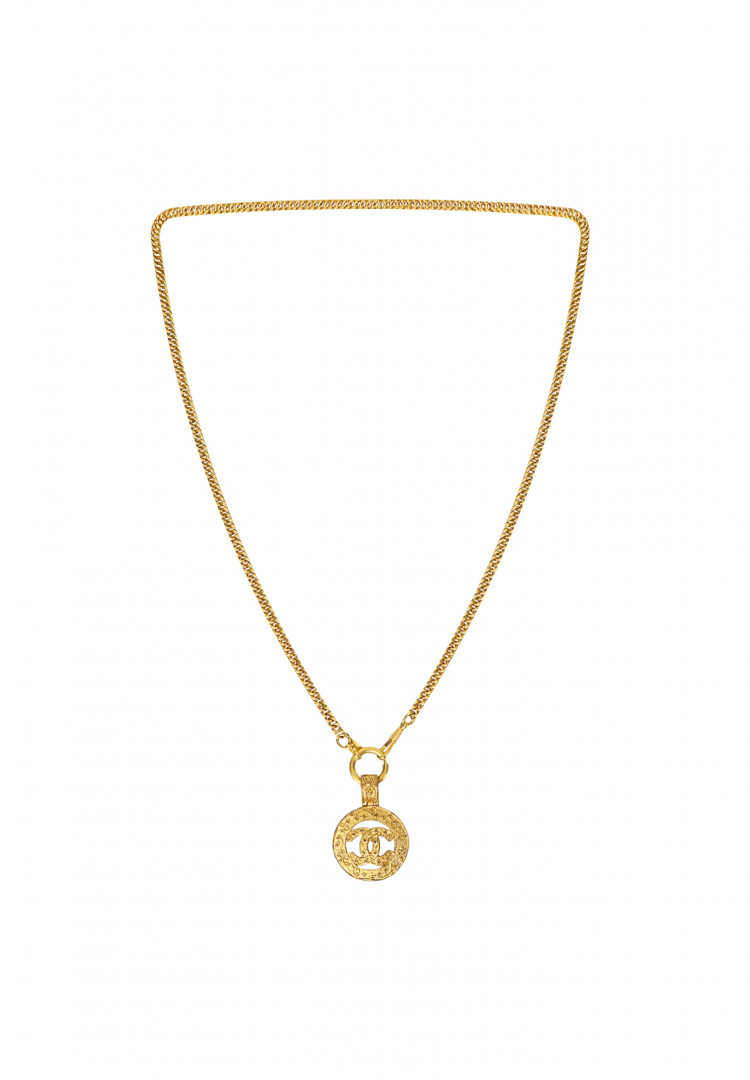 Chanel Chain Necklace With Logo Pendant