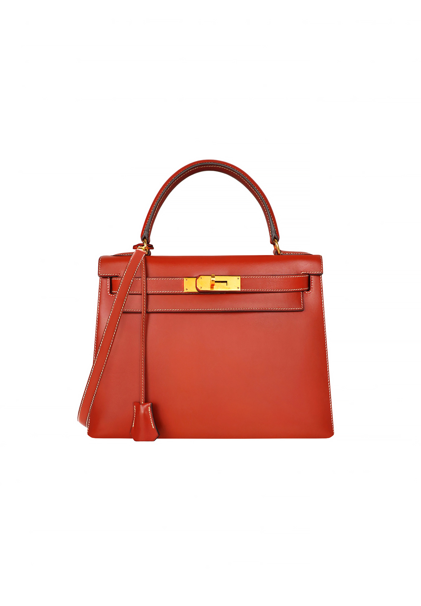 Hermès Kelly 28 Sellier Brique Box Bag