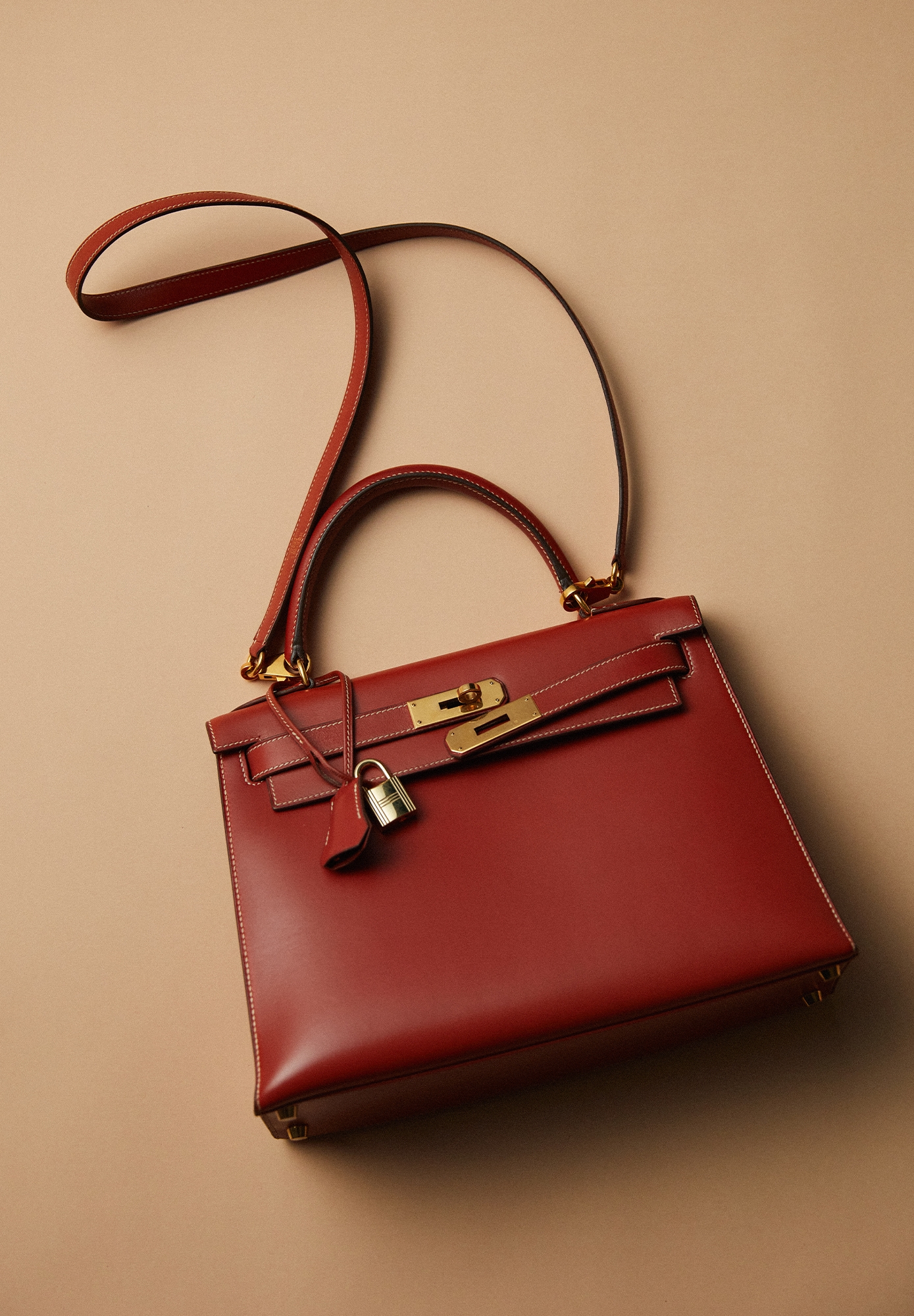 Hermès Kelly 28 Sellier Brique Box Bag