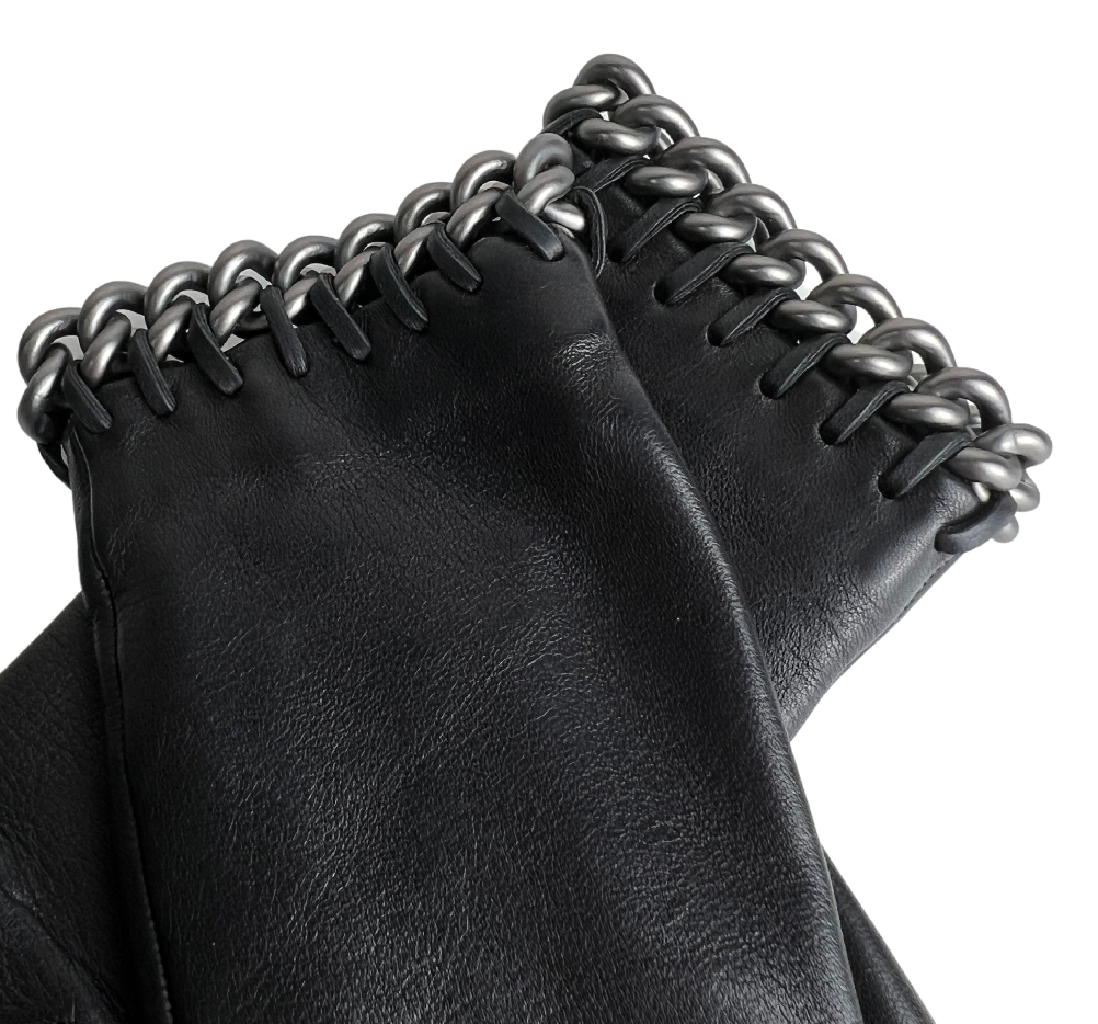 Hermès Black Leather Gloves