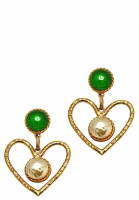 Givenchy Heart Shaped Cabochons And Pearls Clip-On Earrings