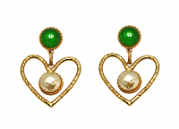 Givenchy Heart Shaped Cabochons And Pearls Clip-On Earrings