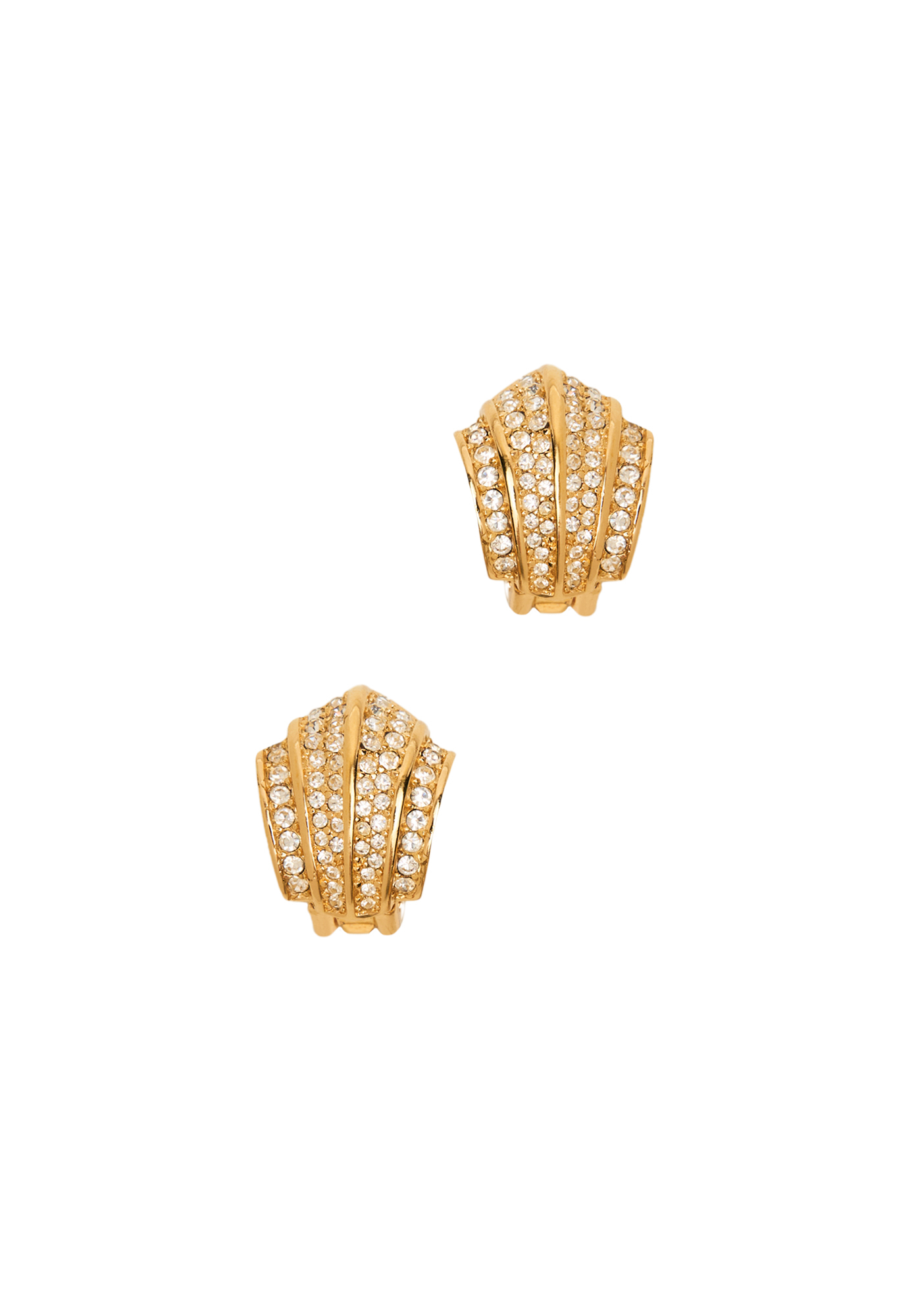 Christian Dior Gold Clip-On Earrings With Crystals